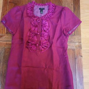 Pink J. Crew Ruffle neck Blouse